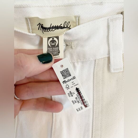 Madewell 90s Straight JeanTwo-Tone cream/white denim Workwear carpenter 27 NWT - Picture 7 of 12
